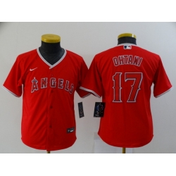 Youth Los Angeles Angels 17 Shohei Ohtani Red Stitched MLB Cool Base Nike Jersey 