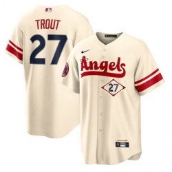 Youth Los Angeles Angels 27 Mike Trout 2022 Cream City Connect Stitched Jersey