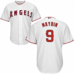 Youth Majestic Los Angeles Angels of Anaheim 9 Cameron Maybin Replica White Home Cool Base MLB Jersey