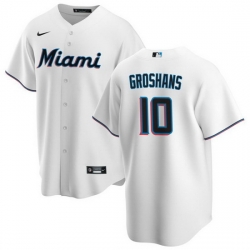 Men Miami Marlins 10 Yuli Gurriel White Cool Base Stitched Baseball Jersey