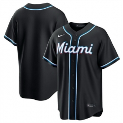 Men Miami Marlins Blank 2026 Fashion Replica Black Out Stitched Baseball Jersey