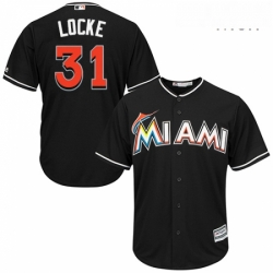 Mens Majestic Miami Marlins 31 Jeff Locke Replica Black Alternate 2 Cool Base MLB Jersey