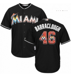 Mens Majestic Miami Marlins 46 Kyle Barraclough Authentic Black Team Logo Fashion Cool Base MLB Jersey 