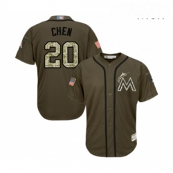 Mens Miami Marlins 20 Wei Yin Chen Authentic Green Salute to Service Baseball Jersey