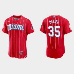 Miami Marlins 35 Richard Bleier Men Nike 2021 City Connect Authentic MLB Jersey Red