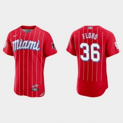 Miami Marlins 36 Dylan Floro Men Nike 2021 City Connect Authentic MLB Jersey Red