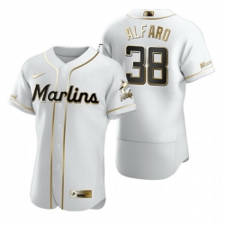 Miami Marlins 38 Jorge Alfaro White Nike Mens Authentic Golden Edition MLB Jersey