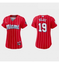 Miami Marlins 19 Miguel Rojas Women Nike 2021 City Connect Authentic MLB Jersey Red