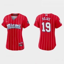 Miami Marlins 19 Miguel Rojas Women Nike 2021 City Connect Authentic MLB Jersey Red