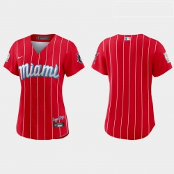 Miami Marlins Women Nike 2021 City Connect Authentic MLB Jersey Red