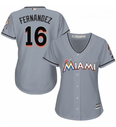 Womens Majestic Miami Marlins 16 Jose Fernandez Replica Grey Road Cool Base MLB Jersey