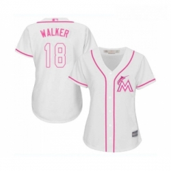 Womens Miami Marlins 18 Neil Walker Replica White Fashion Cool Base Baseball Jersey 