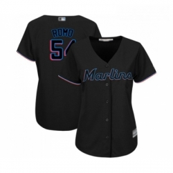 Womens Miami Marlins 54 Sergio Romo Replica Black Alternate 2 Cool Base Baseball Jersey 