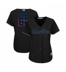 Womens Miami Marlins 62 Jose Urena Replica Black Alternate 2 Cool Base Baseball Jersey 