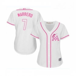 Womens Miami Marlins 7 Deven Marrero Replica White Fashion Cool Base Baseball Jersey 