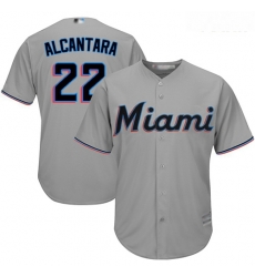 Marlins #22 Sandy Alcantara Grey Cool Base Stitched Youth Baseball Jersey