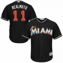 Youth Majestic Miami Marlins 11 J T Realmuto Replica Black Alternate 2 Cool Base MLB Jersey 