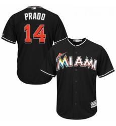 Youth Majestic Miami Marlins 14 Martin Prado Authentic Black Alternate 2 Cool Base MLB Jersey