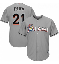 Youth Majestic Miami Marlins 21 Christian Yelich Authentic Grey Road Cool Base MLB Jersey