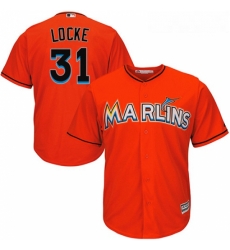 Youth Majestic Miami Marlins 31 Jeff Locke Authentic Orange Alternate 1 Cool Base MLB Jersey