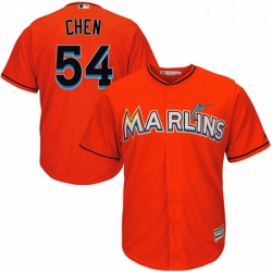 Youth Majestic Miami Marlins 54 Wei Yin Chen Replica Orange Alternate 1 Cool Base MLB Jersey