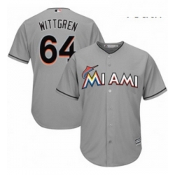 Youth Majestic Miami Marlins 64 Nick Wittgren Replica Grey Road Cool Base MLB Jersey 