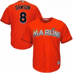 Youth Majestic Miami Marlins 8 Andre Dawson Replica Orange Alternate 1 Cool Base MLB Jersey