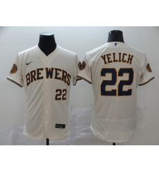 Brewers 22 Christian Yelich Cream Nike 2020 Flexbase Jersey 2