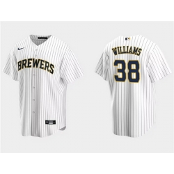 Men Milwaukee Brewers 38 Devin Williams White Cool Base Stitched Jersey