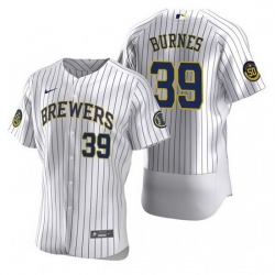 Men Milwaukee Brewers 39 Corbin Burnes White Flex Base Stitched MLB jersey