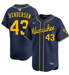 Men Milwaukee Brewers 43 LOGAN Henderson Navy 2025 With Patch Stitched Baseball Jersey