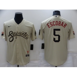 Men Milwaukee Brewers 5 Eduardo Escobar Cream Cool Base Stitched jersey