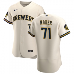 Men Milwaukee Brewers 71 Josh Hader Men Nike Cream Home 2020 Flex Base Player MLB Jersey