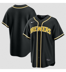 Men Milwaukee Brewers Blank 2026 Fashion Replica Black Out Stitched Baseball Jersey