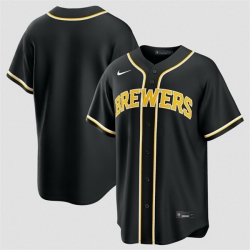 Men Milwaukee Brewers Blank 2026 Fashion Replica Black Out Stitched Baseball Jersey