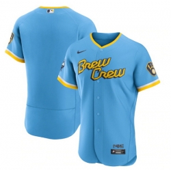 Men Milwaukee Brewers Blank Powder Blue 2022 City Connect Flex Base Stitched MLB Jersey