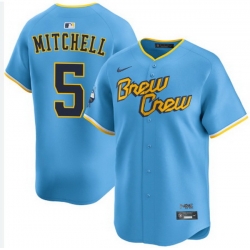 Men Milwaukee Brewers Garrett Mitchell #5 Home City Connect Stitched Limited Jersey