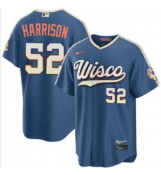Men Milwaukee Brewers Kyle Harrison #52 Home 2026 City Conect Edition Stitched Limited Jersey