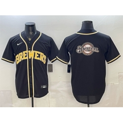 Men Milwaukee Brewers Team Big Logo 2026 Fashion Replica Black Out Stitched Baseball Jersey