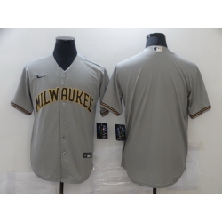 Men Nike Milwaukee Brewers Grey Blank Cool base Jersey