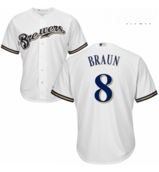 Mens Majestic Milwaukee Brewers 8 Ryan Braun Replica White Home Cool Base MLB Jersey