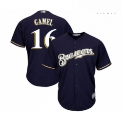 Mens Milwaukee Brewers 16 Ben Gamel Replica Navy Blue Alternate Cool Base Baseball Jersey 