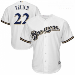 Mens Milwaukee Brewers 22 Christian Yelich White New Cool Base Stitched MLB Jersey 