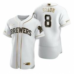 Milwaukee Brewers 8 Ryan Braun White Nike Mens Authentic Golden Edition MLB Jersey