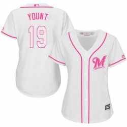 Womens Majestic Milwaukee Brewers 19 Robin Yount Authentic White Fashion Cool Base MLB Jersey