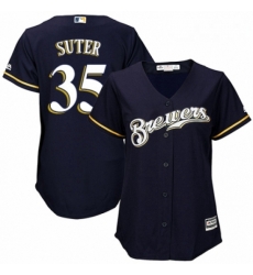 Womens Majestic Milwaukee Brewers 35 Brent Suter Replica White Alternate Cool Base MLB Jersey 