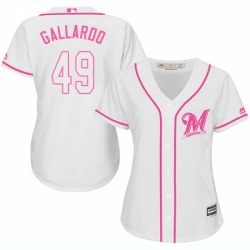 Womens Majestic Milwaukee Brewers 49 Yovani Gallardo Replica White Fashion Cool Base MLB Jersey 