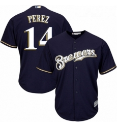 Youth Majestic Milwaukee Brewers 14 Hernan Perez Replica White Alternate Cool Base MLB Jersey 