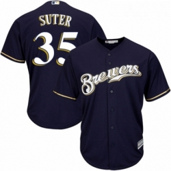 Youth Majestic Milwaukee Brewers 35 Brent Suter Authentic White Alternate Cool Base MLB Jersey 