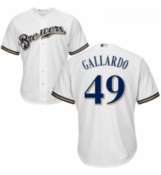 Youth Majestic Milwaukee Brewers 49 Yovani Gallardo Replica White Home Cool Base MLB Jersey 